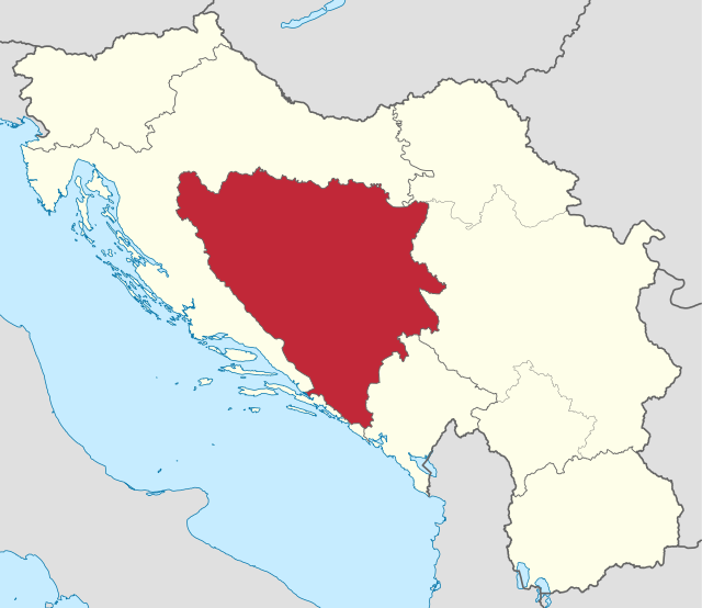 Localização de República Socialista da Bósnia e Herzegovina