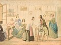 Louise Piepenhagen - Návštěva Mánesových u Piepenhagenových (akvarel na kartonu) 1862