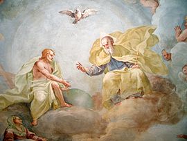 Holy Trinity, fresco by Luca Rossetti da Orta, 1738-39 (St. Gaudenzio Church at Ivrea). Luca Rossetti Trinita Chiesa San Gaudenzio Ivrea.jpg