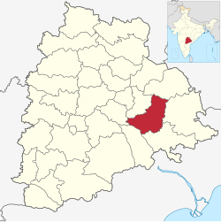 Location of Mahabubabad district in Telangana