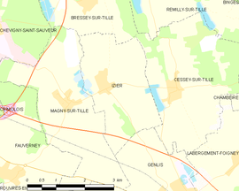 Mapa obce Izier