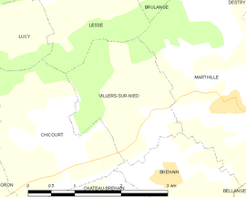 Mapa obce Villers-sur-Nied