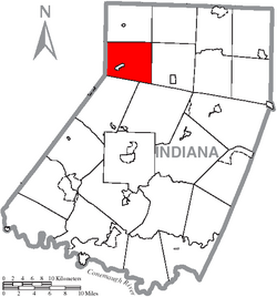 Map of Indiana County, Pennsylvania Highlighting South Mahoning Township