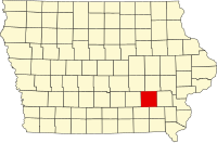 Map of Iowa highlighting Keokuk County