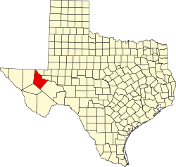 map of Texas highlighting Reeves County