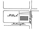 Situationsplan som visar byggnadens placering i hörnet Nordhemsgatan / Första Långgatan