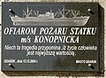 Tablica pamiątkowa dla uczczenia pamięci ofiar pożaru na MS Konopnicka