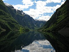 Looking to Gudvangen from the fjord