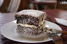 a lamington with cream