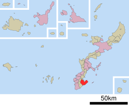 Situering van Nanjo in de prefectuur Okinawa