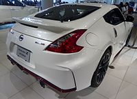 2015 Nissan 370Z NISMO rear (Note: The smaller rear spoiler and larger brake heat extractor vents.)