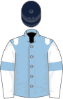 Light blue, white epaulets, white sleeves, light blue armlets, dark blue cap