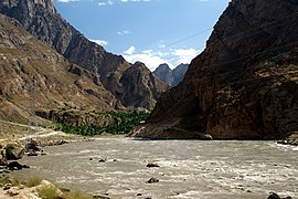 Vallée du Panj entre l'Afghanistan et le Tadjikistan.