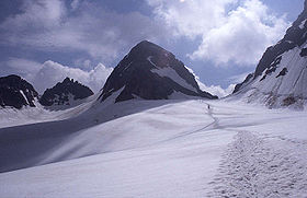 Le Piz Buin depuis le glacier d'Ochsental.