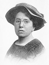 Emma Goldman denounced wage slavery by saying: "The only difference is that you are hired slaves instead of block slaves". Portrait Emma Goldman.jpg