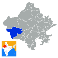 Расположение района Бармер в Раджастане