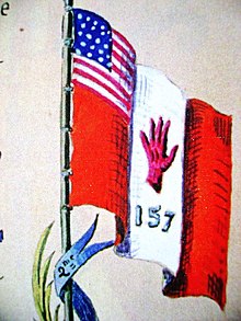 157th I.D. Red Hand flag drawn by General Mariano Goybet Red Hand Division.jpg