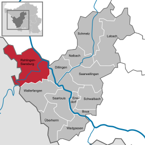 Poziția Rehlingen-Siersburg pe harta districtului Saarlouis