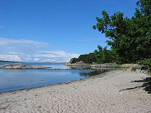 Badstranden i Särö västerskog.