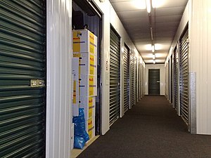 English: Corridor with self-storage units (in ...