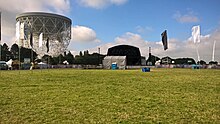 Setting up for the inaugural Bluedot Festival. Jodrell Bank Observatory - geograph.org.uk - 5237151.jpg