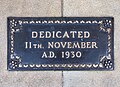 11 November 1930 dedication plaque – Shrine of Remembrance