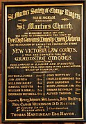 St Martins Birmingham peal board Queen Victoria Law Courts 1887