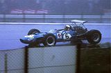 Jackie Stewart at the 1968 German Grand Prix. Note the low wing.