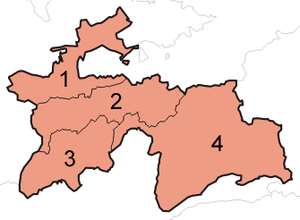 A clickable map of Tajikistan exhibiting its four provinces.