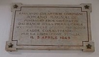 Targa commemorativa intitolata a Romano Magnaldi nella sede del Liceo Classico Gabriello Chiabrera di Savona.