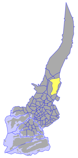 Kaupungin kartta, jossa Paimala korostettuna. Turun kaupunginosat