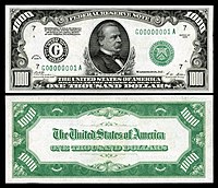 $1,000 Federal Reserve Note, Series 1928, Fr.2210g, depicting Grover Cleveland.