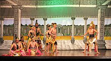 The Pandavas and Krishna in an act of the Wayang Wong performance Wayang Wong Bharata Pandawa.jpg