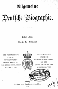 Titulní strana Allgemeine Deutsche Biographie