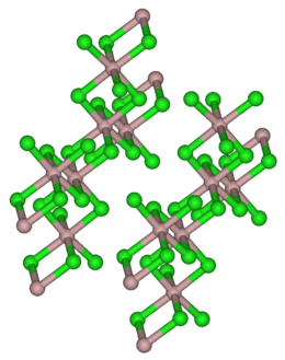 Struktura krystalů chloridu yttritého, podobná struktuře chloridu hlinitého