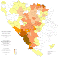 Удео Хрвата у Босни и Херцеговини по општинама 1991. године