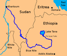 Mapa del Nilo Azul, en el que aparece el lago