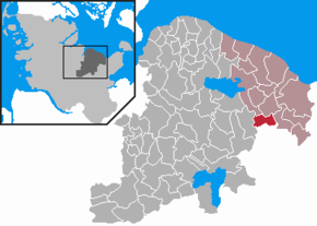 Poziția Dannau pe harta districtului Plön