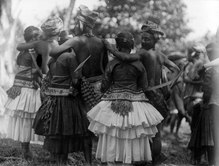 The outer circle in a moraego dance in 1918, Kulawi, Sulawesi. Photo by Walter Kaudern.