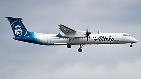 N449QX, le Bombardier Q400 impliqué dans l'incident, ici en juin 2018