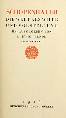 העולם כרצון וכייצוג, מהדורה משנת 1913