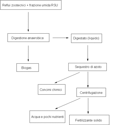 Schema del processo di digestione anaerobica dei RSU