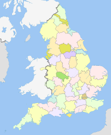 Former postal counties of England from 1974 to 1996 Former postal counties of England.svg