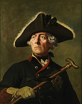 Frederick the Great, by Wilhelm Camphausen; his position at the end of 1744 was extremely precarious Friedrich ii campenhausen.jpg