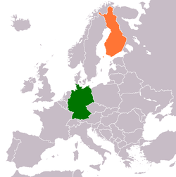 Карта с указанием местоположения Германии и Финляндии