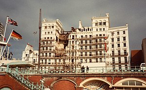 Brighton Grand Hotel after the bomb attack to attempt to assassinate British Prime Minister Margaret Thatcher, 12 October 1984