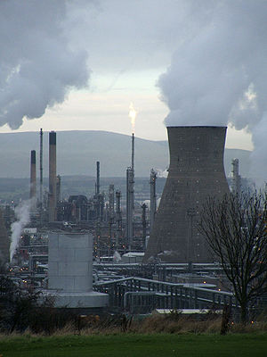 A petrochemical refinery in Grangemouth, Scotl...