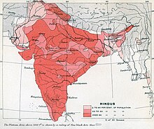 Percentage of Hindus by district, 1909 Hindu percent 1909.jpg