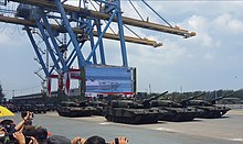Indonesian Leopard 2RIs during a parade Indonesian Army Leopard tanks.jpg