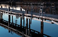 Jetty with the ladders in last light of the day